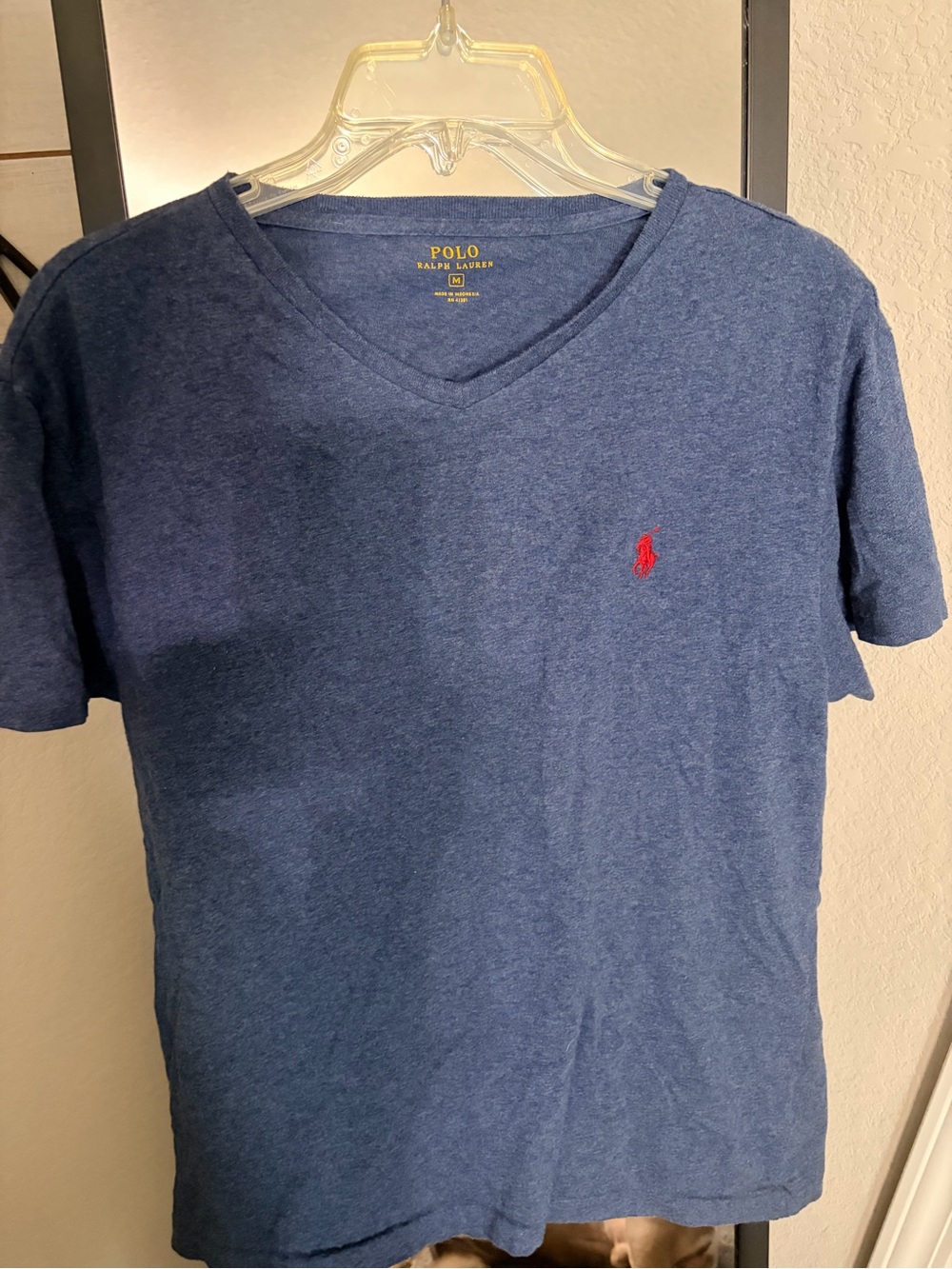 Polo by Ralph Lauren Navy V-Neck Tee with Red Pony